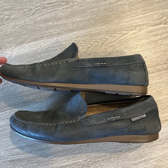 Mephisto Shoes Mens 9.5 Gray Leather Cool-Air Moccasin Loafers Comfort Casual - Picture 4 of 9